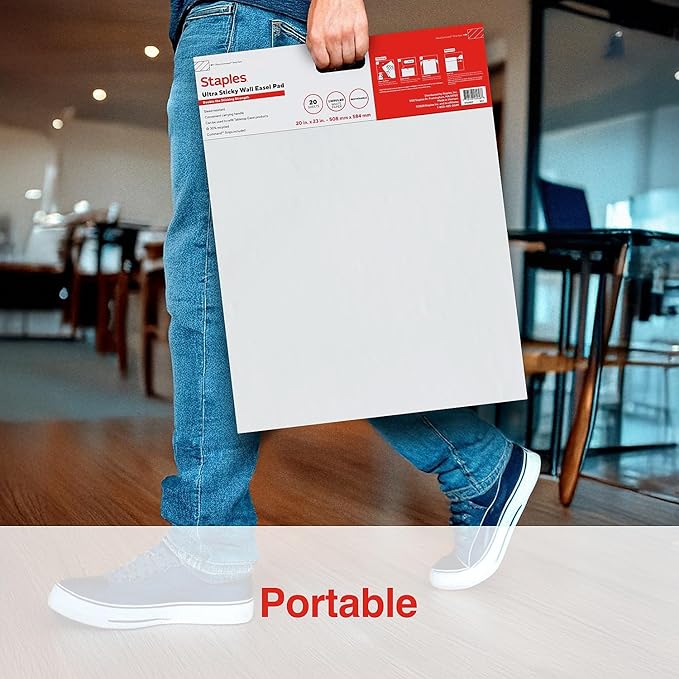 Staples Ultra Sticky Wall Easel Pad, 20" x 23", 20 Sheets/Pad, 2 Pads/Pack (ST62837)