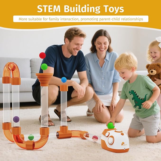 Air-Powered STEM Building Toys - Rechargeable & Play While Charging, Bluetooth Learning Toys with Wireless Music Play, STEM Toys for 3+ Year Old, Boys & Girls Birthday Gifts