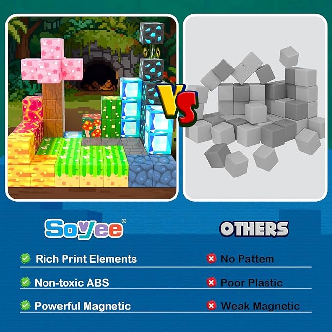 Magnetic Blocks 150 PCS Building Toys for Ages 4-8 9-12 3-5 Forest & Mine Theme Magnet Building Cubes STEM Sensory Toys for Kids for Boys & Girls