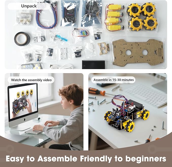 Robot Kit, Robotics for Kids Ages 8-12 12-16, STEM Toys for Boys with Remote & App Control, Arduino & Scratch Compatible, Science Kits for Kids Age 8-12 12-16, Gift for Boys & Girls(Yellow)