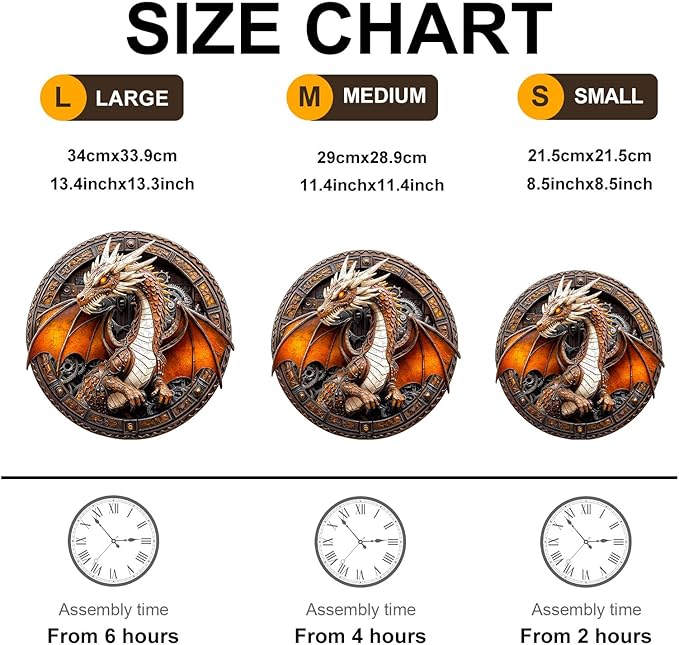 Wooden Puzzles for Adults 200 Pices, Dragon 3D Puzzles for Adults, Mechanical Dragon Irregular Jigsaw Puzzles, Flat Puzzels with 3D Visual Effect, Finished Puzzle Size is 11.4 x 11.4in