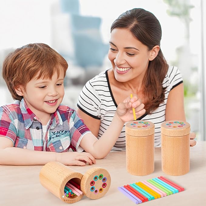 Montessori Toys for 3 Years Old - Color Sorting, Wooden Toddler Learning Toys with Sensory Color Matching for Toddlers