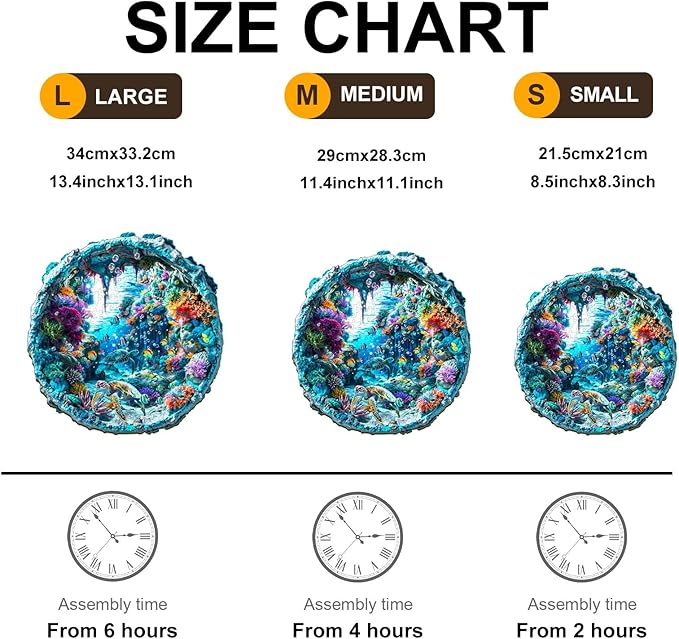 Wooden Puzzle for Adults-Wooden Puzzle Unique Shape Advanced 3D Seabed Wooden Jigsaw Puzzle for Adults and Kids,Best Gift,Wood Puzzles,Challenge Wooden Jigsaw Puzzle (L-13.4 * 13.1in-290pcs)