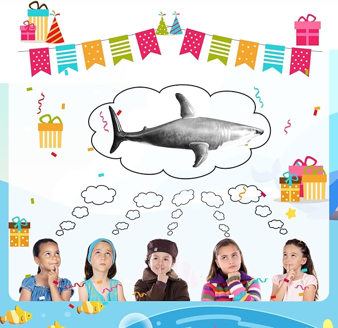Extra Large Inflatable Shark Pool Toy,79inch Shark Pool Birthday Party Decorations,Blow Up Animal Party Favors Supplies Gift for Kids Adults