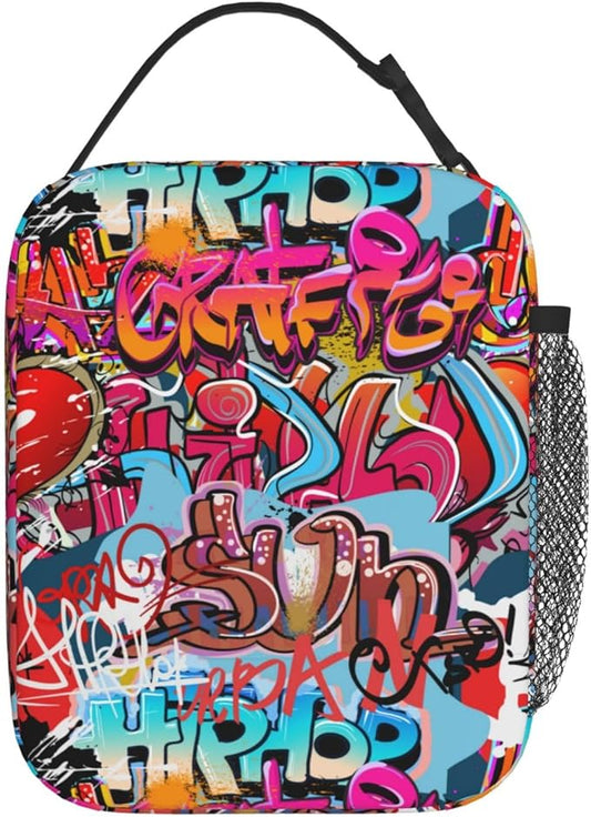 Graffiti Wall, Hip Hop Art Reusable Lunch Box Food Bag Insulated Lunch Bag