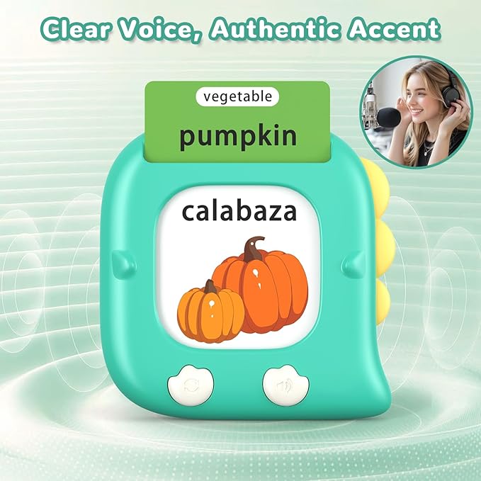 Kidzdo Talking Flashcards for Toddlers, 520 Bilingual Spanish English Sight Words Educational Learning Toy, Birthday Xmas Gift for Kids 2 3 4 5 6, Pocket Speech Therapy Toys for Autism Children