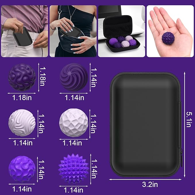 BUSOHA Silicone Magnetic Fidget Balls - 6 Pack New Grade Fidget Toys Stress Balls for Adults Sensory Stone Travel Toys for Calming,Autism and ADHD,Gifts for Kids Girls Boys Teens