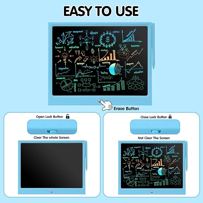 EooCoo Toys for Ages 4-8, Drawing Board, 15 Inch LCD Writing Tablet, Electronic Drawing Tablet, Boy Birthday Gift, Kids Toys, Drawing Pad Learning Games, Kids Travel Essential