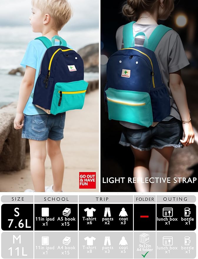 Preschool Toddler Backpack for Boys & Girls, Mini School & Travel Backpack, 11" H, For Kids 1-3