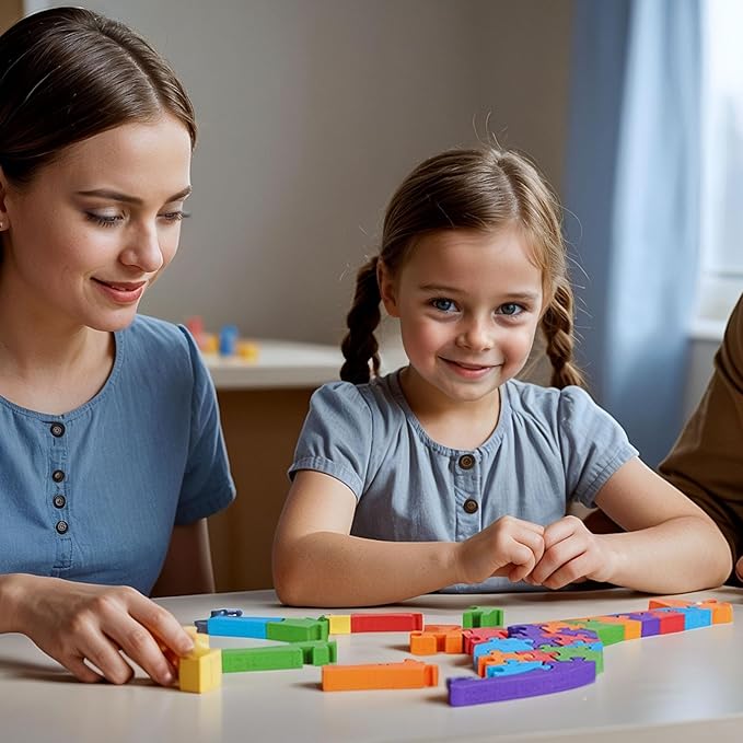 LovesTown Wooden Alphabet Puzzle for Kids, Learning Toy, Giraffe Montessori ABC Educational Letter and Number Jigsaw for Toddlers