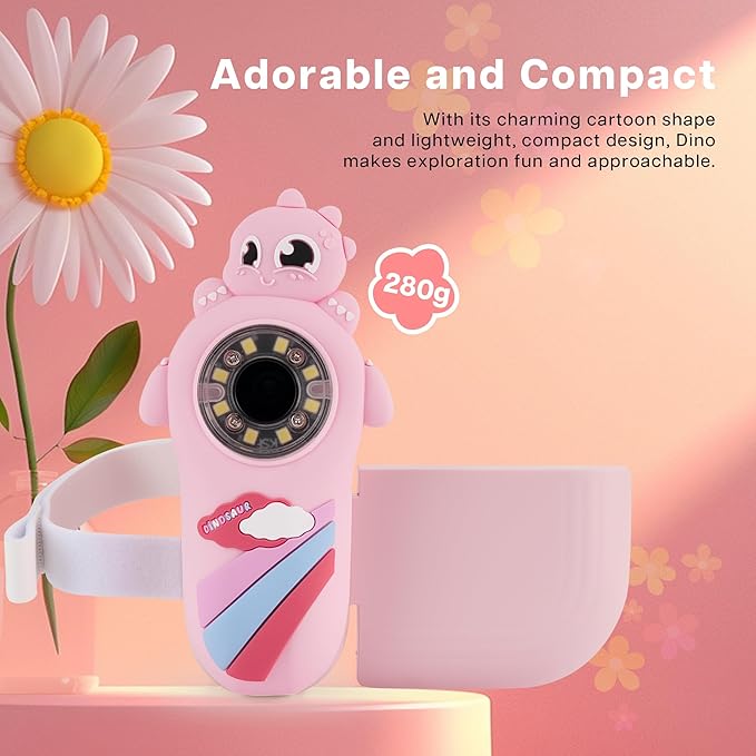 Dino Microscope for Kids, 1000x Portable Digital Microscope Camera with 2" Screen, Educational Science Kit Birthday Gifts for Kid Age 4-12, 32GB TF Card Included