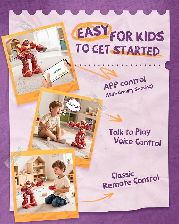 Holyton 5088 Smart Robots for Kids,Large STEM Programmable RC Robot, with Voice Control,APP Control,LED Eyes,Ideal Gift for 4 5 6 7 8 9 Years Old Boys and Girls