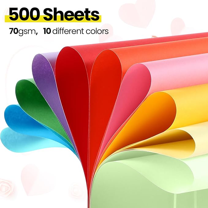 Yahenda 500 Pieces Construction Paper Lightweight 12'' x 18'' Colored Card Stock Bulk Craft Printer Paper for Drawing Art DIY Craft Scrapbook Party(Fresh Color)