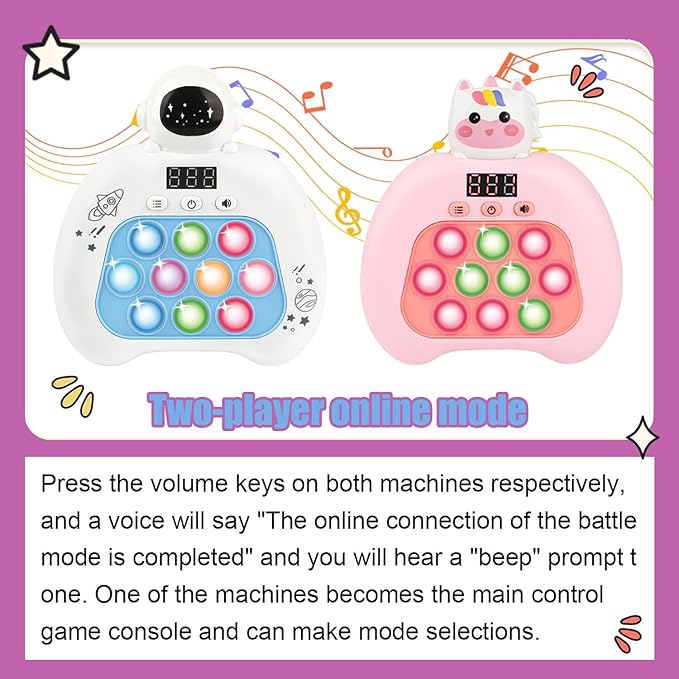 Fast Push Pop Fidget Toys for Kids, Handheld Puzzle Game with LED Screen & Multiplayer Mode, Sensory Toys for 3-12 Year Old Girls Boys, Fun Battle Gifts for Friends(Brown)