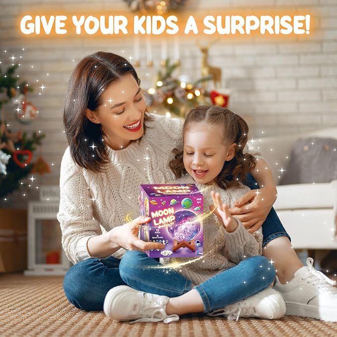 Goody King Paint Your Own Moon Lamp Kit, DIY 3D Space Moon Night Light, Crafts for Teens Girls Boys, Arts & Crafts for Kids Ages 8-12, Art Supplies Christmas Craft Birthday Gift for Kids Ages 3+