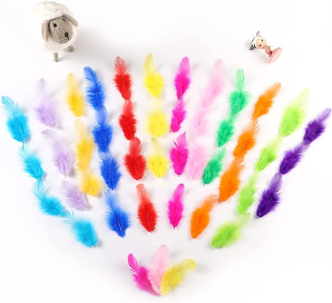 Soarer Colorful Craft Rooster Feathers - 300pcs 3-5inch Colored Feathers Bulk for Kindergarten DIY Crafts,Wedding Home Party Decorations,Dream Catcher Supplies(Rooster Colorful)