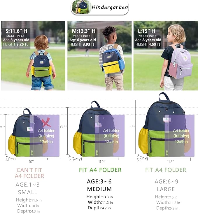 Kids' Backpacks for Girls & Boys - Kindergarten & Elementary School, Small Child Toddler Backpack, 13" H, Ages 3-5