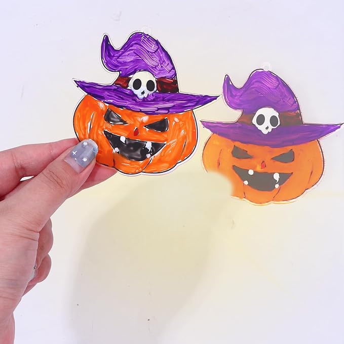 LIUBUJINGYING 36 Sets Halloween Glow in The Dark Suncatcher Kits Halloween Suncatcher Ornaments Decoration Pumpkin Boo Bat Luminous DIY Window Paint Art Suncatchers Trick or Treat Gift for Party