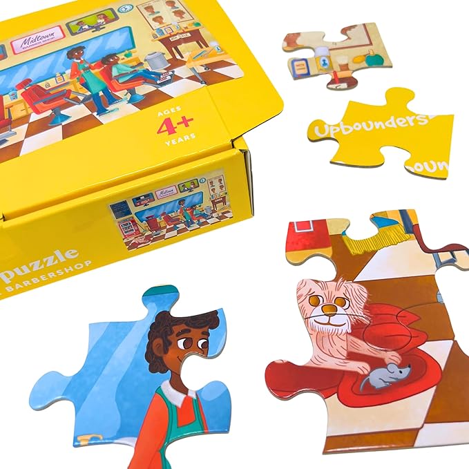 Upbounders- A Day at The Barbershop 48 Piece Floor Puzzle, Beginner Puzzle for Toddlers Kids - African American Boy - Ages 4-8 (Multicultural)