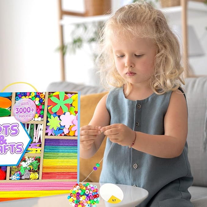 Arts and Crafts Supplies for Kids - 3000Pcs Craft Kit with Pipe Cleaners Crafts for Kids All in Art Crafting Box DIY School Supplies Materials Set Toys Gifts for Girls Boys Age 4 5 6 7 8 9 10 11 & 12