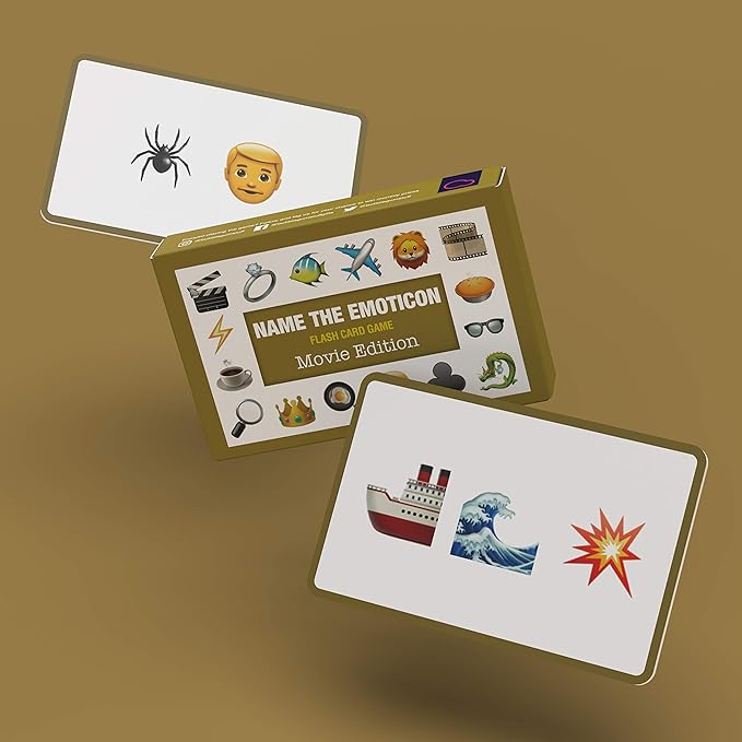 Name The Emoticon Game | Guess The Phrase Funny Emoji Flash Card Board Game - Fun Memory Game | Suitable for Family, Kids, Teenagers & Adults - Movie Edition