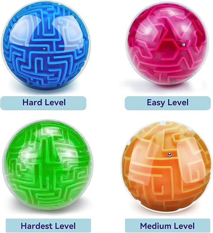 2 Pack 3D Puzzle Maze Ball Magic Brain Teasers Games Memory Sequential Puzzle Cube Balls Educational Toys for Kids Teen & Adults Birthday Christmas Stocking Stuffers Gifts, Hard Challenges