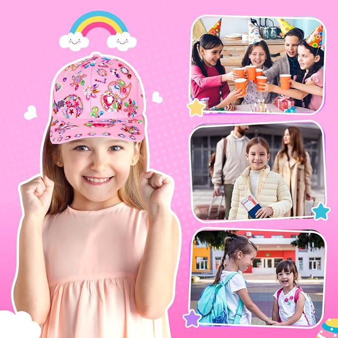 MUNDIDO Unicorn Craft Kit for Girls 5-12: Stickers, Glitter Gem Sun Hat & Baseball Cap | Birthday Gifts, Arts and Crafts Toys Gift for 6-10 Year Old Kids Girls | Crafts Gift for Boys Age 7-9 Year Old