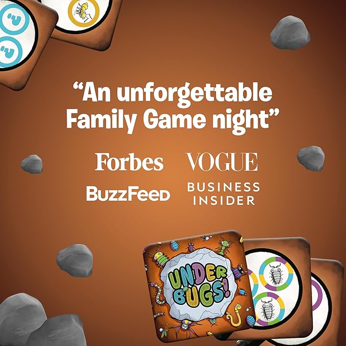 UnderBugs – Memory Card Game for Kids - Ages 4+ - Bug Matching Fun Family Game – 16 Rock, 20 Magnifying Glass Cards, Educational Puzzle Game for 2-4 Players