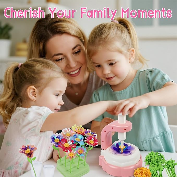 Glintoper Fabric Flower Craft Kit for Kids, DIY Bouquet Maker Toys Birthday Gift for Toddler Girls Age 4 5 6 7 8 9, Xmas Gifts for Preschool Girls, Educational Crafts Handmade DIY Activity Set