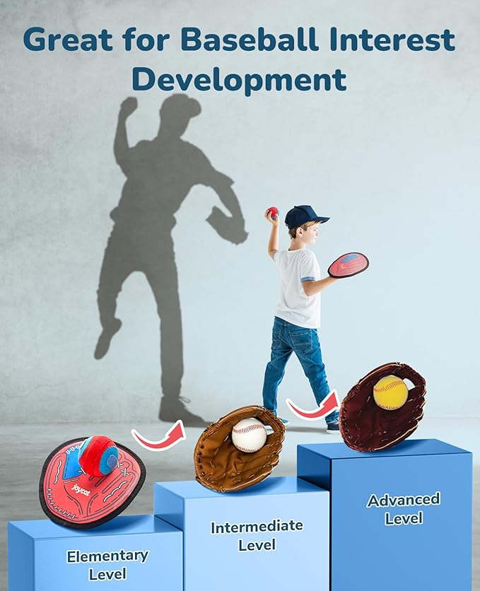JoyCat Toss and Catch Ball Game Set,Toddler Baseball Glove,Beach Pool Yard Camping Games,Kids Outdoor Toys for Family, Birthday Gifts for 3 4 5 6 7 8 9 10+Year Old Boys Girls (2 Paddles 2 Balls)