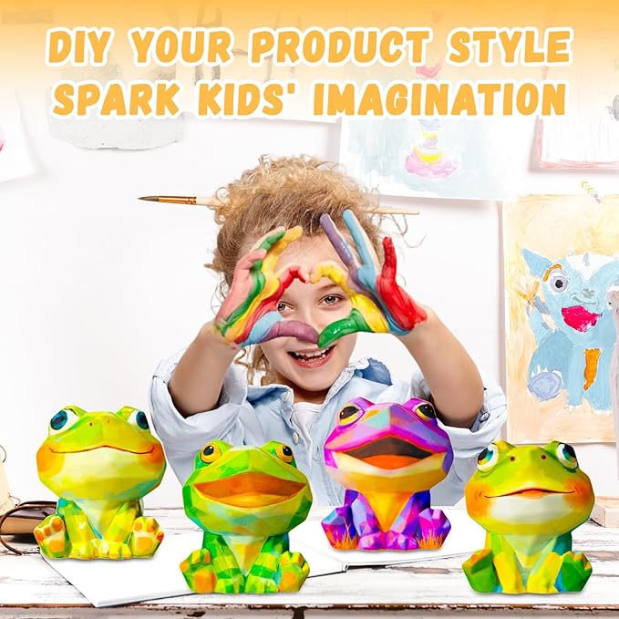 Loungelore Paint Your Own Frog Lamp Kit, Art Supplies Arts and Crafts for Kids Ages 8-12, DIY 3D Frog Night-Light, Creativity Painting Kit Toy for Girl Boy Teen, Birthday Gift for Daughter Son