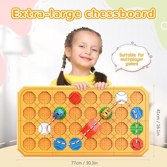 STEM Logic Road Builder Toys: Board Games Toys for 5 Year Old Kids Montessori Brain Teaser Puzzles Educational Learning Activities Toy for Kid Ages 3 4 6-8 12 Boys Girls Gifts (Orange, 62PCS)