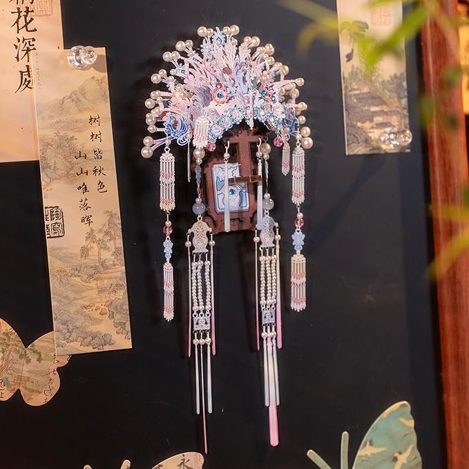 MU 3D Metal Puzzle Beijing Opera Crown Fridge Magnet Models Kits Building 3D Wooden Puzzles, DIY Refrigerator Magnet Craft Work Miniature Building, Birthday Gifts Home Office Room Decor