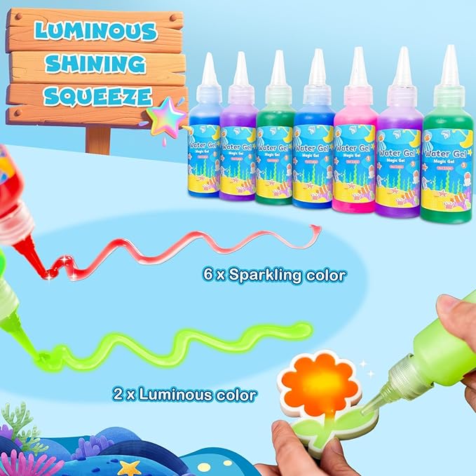 EggSun Magic Water Elf Toy for Kids,Aqua Fairy Water Gel Kit,20 Colors Squishy Maker Set,20 Shape Molds,Fun DIY Art & Craft Toy Creation Kit for Children,Birthday Party Gifts for Girls and Boys