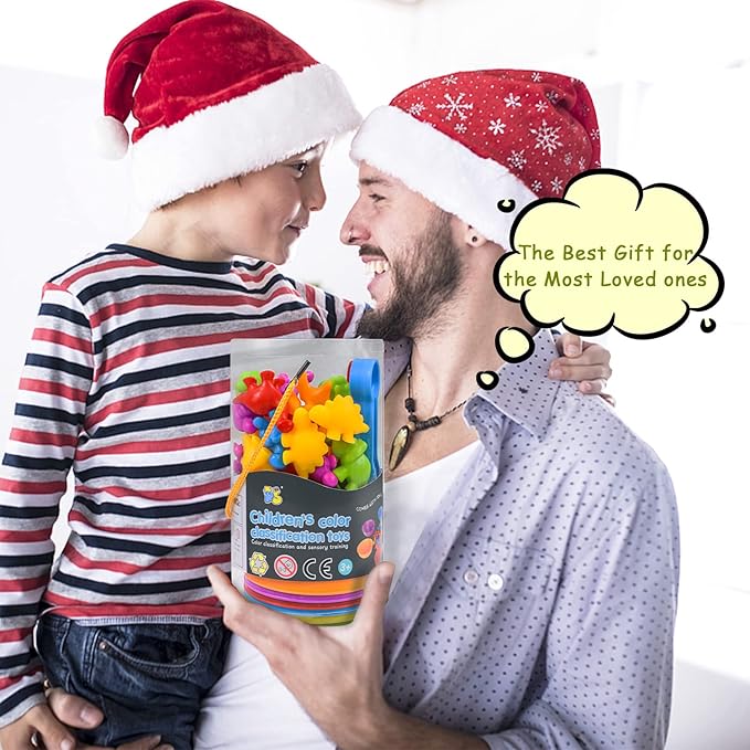 TSYAN Counting Toys Matching Game for Kids with Sorting Bowls Sensory Toys Color Classification Game Set Early Learning Toddler Preschool Montessori Educational Toys for 3 4 5 Years Old-Dinosaurs