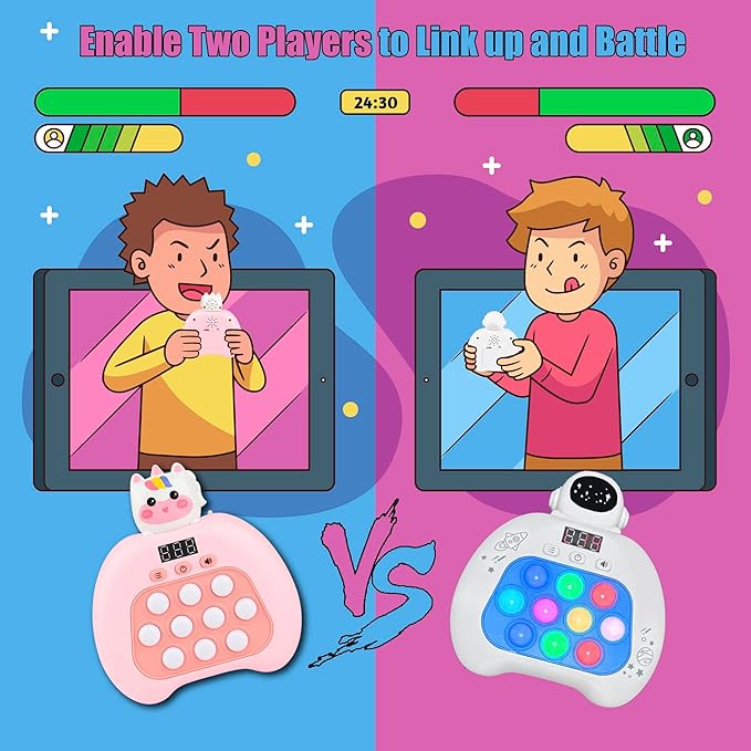 Fast Push Pop Fidget Toys for Kids, Handheld Puzzle Game with LED Screen & Multiplayer Mode, Sensory Toys for 3-12 Year Old Girls Boys, Fun Battle Gifts for Friends(Christmas)