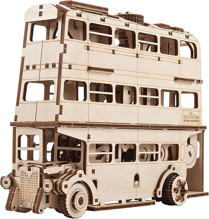 UGEARS Wooden 3D Puzzles for Adults - Harry Potter Knight Bus Wooden Model Building Kits with Spring-Powered Motor – Mechanical Harry Potter Puzzle DIY Crafts for Adults 268 Pcs
