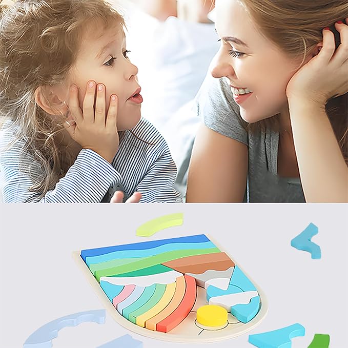 Jigsaw for Baby Boys, Wooden Puzzles for Toddlers 3-5, Boys Girls Birthday Gift for Kids Ages 4-6, Toddler Puzzles Montessori Toys for 3 Year Old, Great Gifts for 3+ Year Olds (Rainbow)