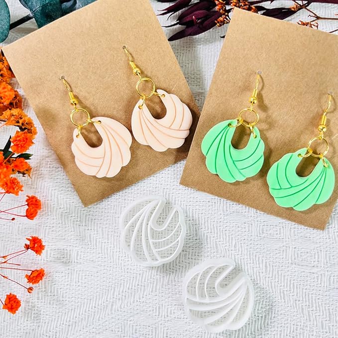 Polymer Clay Cutters – 2PCS Shell Swirl & Abstract Arch Clay Cutters for Polymer Clay Jewelry, Clay Tools and Earring Cutters for DIY Crafts and Earring Kit