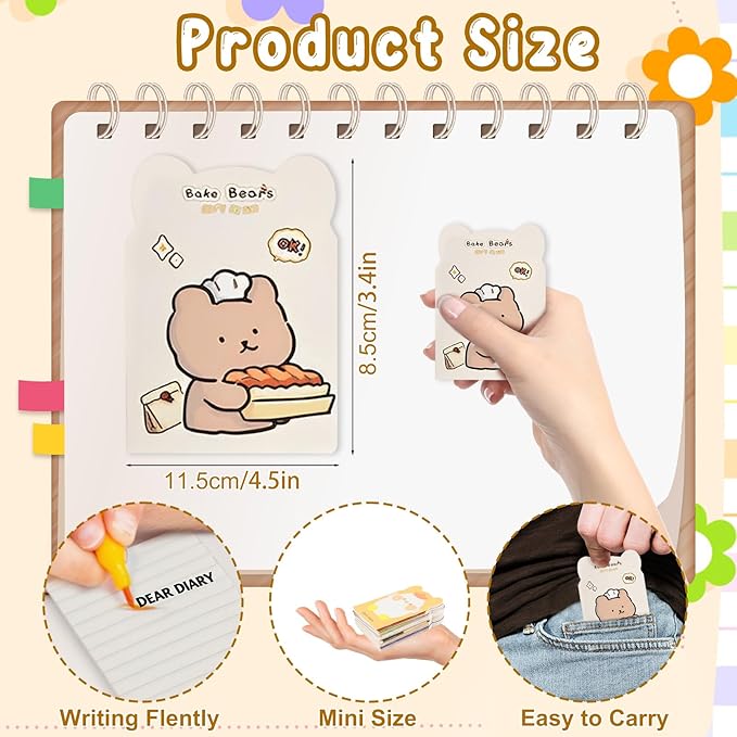 105 Packs Mini Notebooks for Kids Pocket Notebooks Small Notebooks Bulk Cartoon Animals for Christmas Day Office Party Favors Classroom Prizes Gift