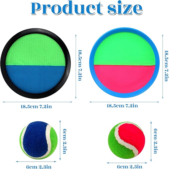 Toss and Catch Game Set, Outdoor Games with 4 Paddles 4 Balls and 1 Storage Bag, Great Outdoor Toys/Gifts for Kids, Classic Beach and Yard Game