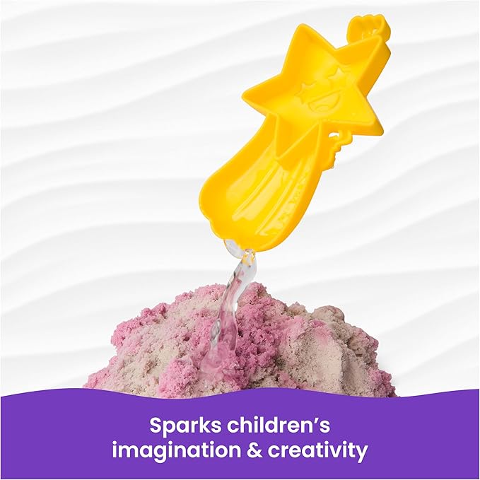 Kinetic Sand Splash, 1.5lb White-Pink Color-Change Play Sand & Character Mold, Resealable Bag, Toddler Toys, Kids Toys for Girls & Boys Ages 3 and up