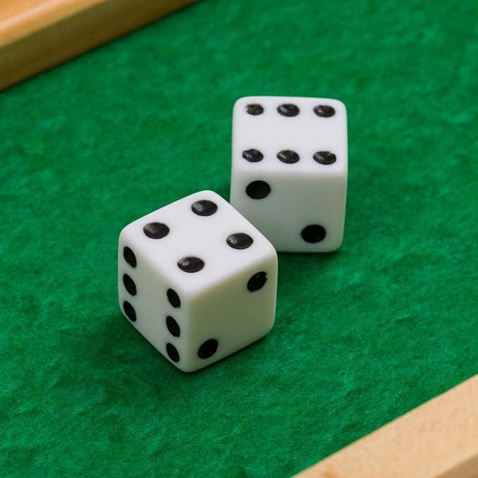 Regal Games Shut The Box - Fun Table Math Game with Wooden Board for Adults & Kids - 12 Spots Dice Game with 2+ Player Games - Ideal for Game Night, Travel - (Ages 8+)