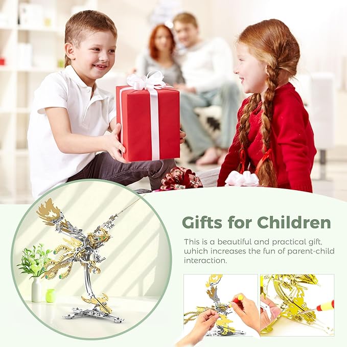 Epic Legend Metal 3D Puzzle for Adults -Rising Phoenix Rise from The Ashes: The Eternal Phoenix Metal Puzzle I Inspired by The Spirit of rebuilding of Arizona(Gold)