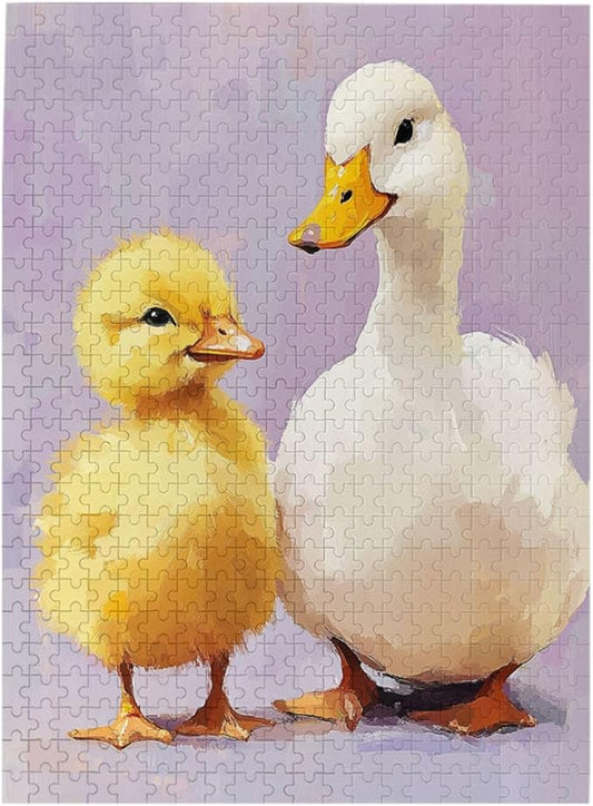 500 Piece Wooden Jigsaw Puzzle for Adults,Adorable Chicks and Ducklings,Brain Training Challenge,Stress Relief Activity,Heartwarming Farmyard Artwork, Eco-Friendly Woodens Pieces
