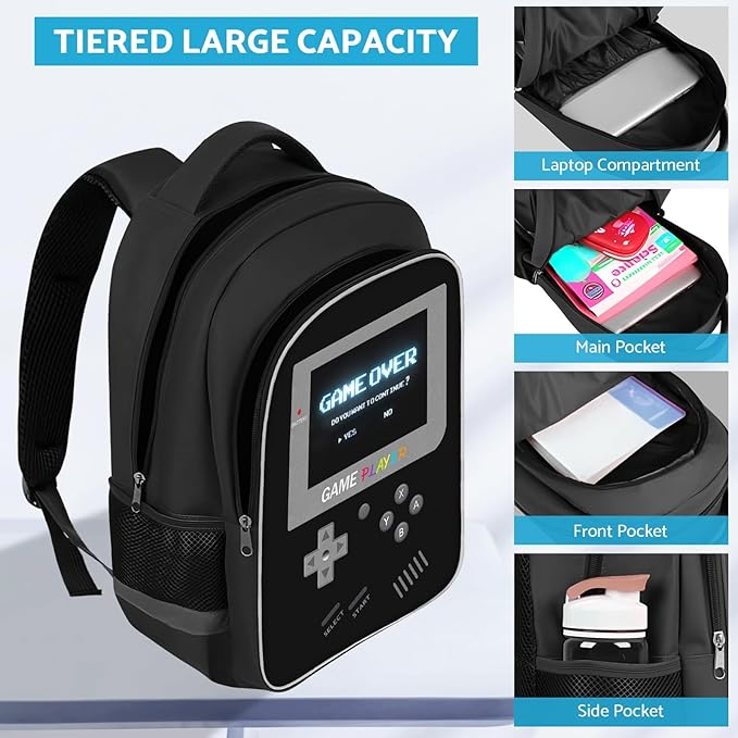School Backpack For Boys - Gamer Boys Backpack For Kids Children Teens Elementary Middle School - Ages 6-18,17″