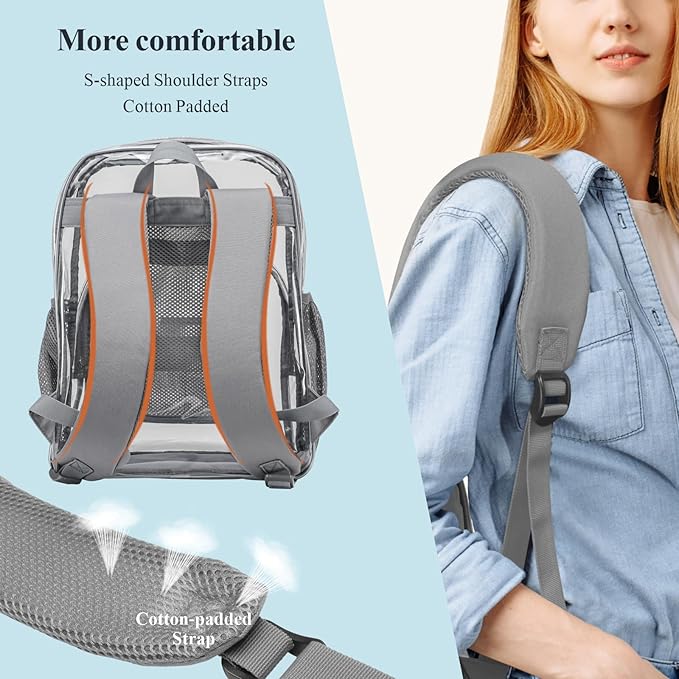 PACKISM Clear Backpack - 17 inch Heavy Duty Clear Backpacks for School, Large Transparent Bookbag for Students (Age 12+)
