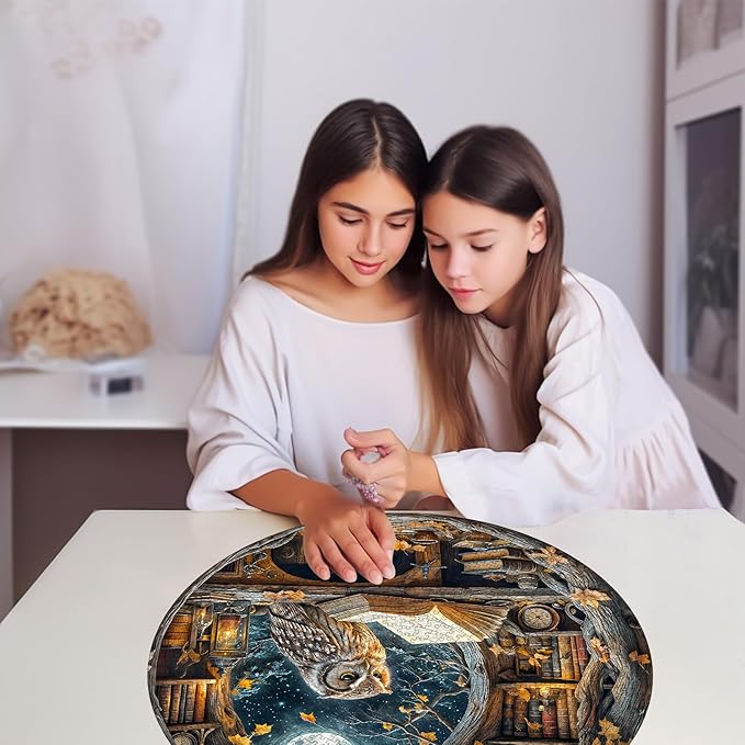 Masseruon 1000 Piece Puzzle for Adults, 26.6 * 26.6in Moonlit Owl Puzzle for Adults, 1000 Pieces Jigsaw Puzzles, Adult Puzzles Game, Unique Gift for Women Men