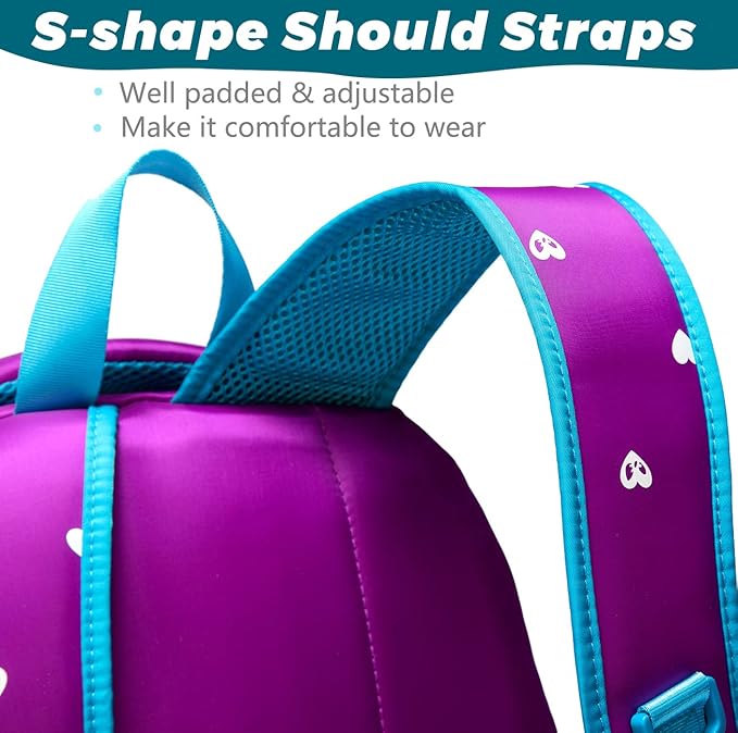 BLUEFAIRY Kids Backpack for Girls Primary Elementary School Bag Bookbag for Childs Book Bag Mochilas Escolares para Niรฑas de 4-6 Back to School Cute Gifts 17" Heart Print/Purple