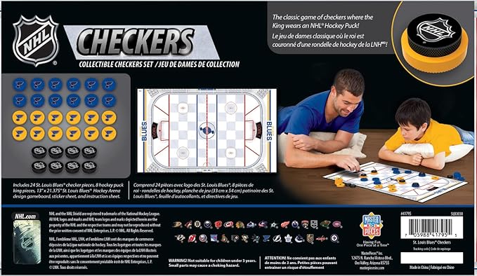 MasterPieces Officially licensed NHL St. Louis Blues Checkers Board Game for Families and Kids ages 6 and Up